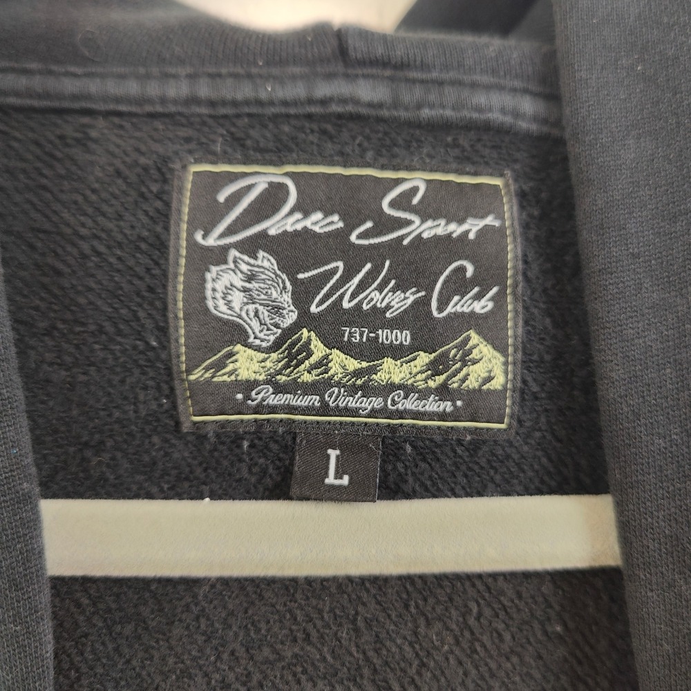 Darc Sport Men Wolves Club Top Large Black Graphic Hoodie Distressed Streetwear - Picture 6 of 9